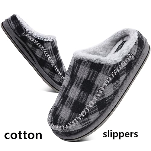 Image of KuaiLu Mens Slippers with Orthopedic Arch Support Suede Faux Fur