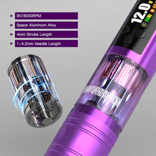 Image of 1,800mAh Battery Wormhole Tattoo Gun Kit Wormhole PRO Tattoo Ink Kit Wireless Tattoo Machine 20 Tattoo Cartridge Needles Multi-function Smart Tattoo Pen WTK416