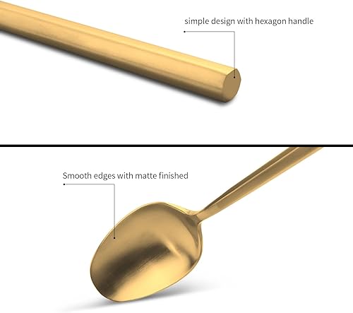 Miniatura 4 de Juego de cubiertos de oro mate de 40 piezas, utensilios forjados a mano, juego de cubiertos de acero inoxidable, juego de cubiertos con mango