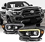 AKKON - For 2016-2022 Toyota Tacoma TRD/Limited Sequential LED Tube Dual Square Projector Headlights Pair