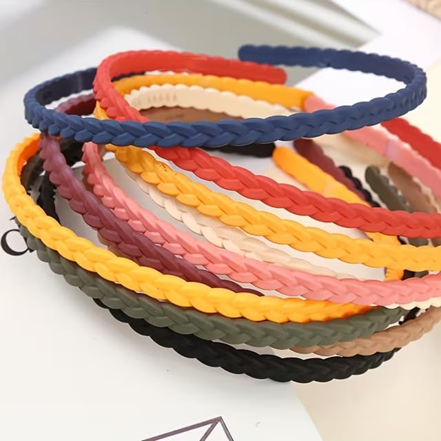 Braided Non-Slip Hair Bands for Women, Matte Finish, Multicolor, 12 Pack, Suitable for Daily Use-image-29