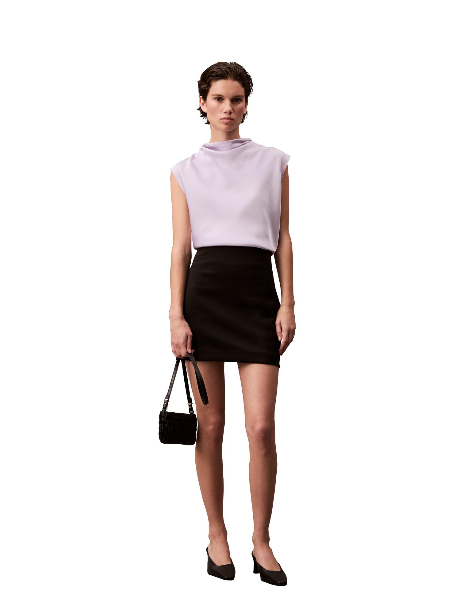 Calvin Klein Ladies Satin Cowl Neck Orchid Blossom Blouse Small, Orchid Blossom., S
