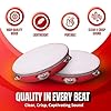 Flexzion Wood Handheld Tambourine (2 Pack) 8 Inch Single Row 5 Pair Jingles, Hand Held Percussion Drum Moon Musical Tambourine with Ergonomic Handle Grip for Kids Adults Classroom Gift Party #2
