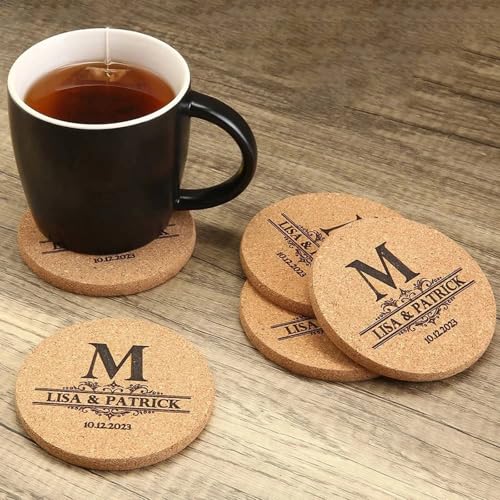 Free Personalized Custom Cork Coaster Bulk Wedding Favors for Guests Coaster Bridal Shower Gift Party Favors Promotional Items (50pcs)