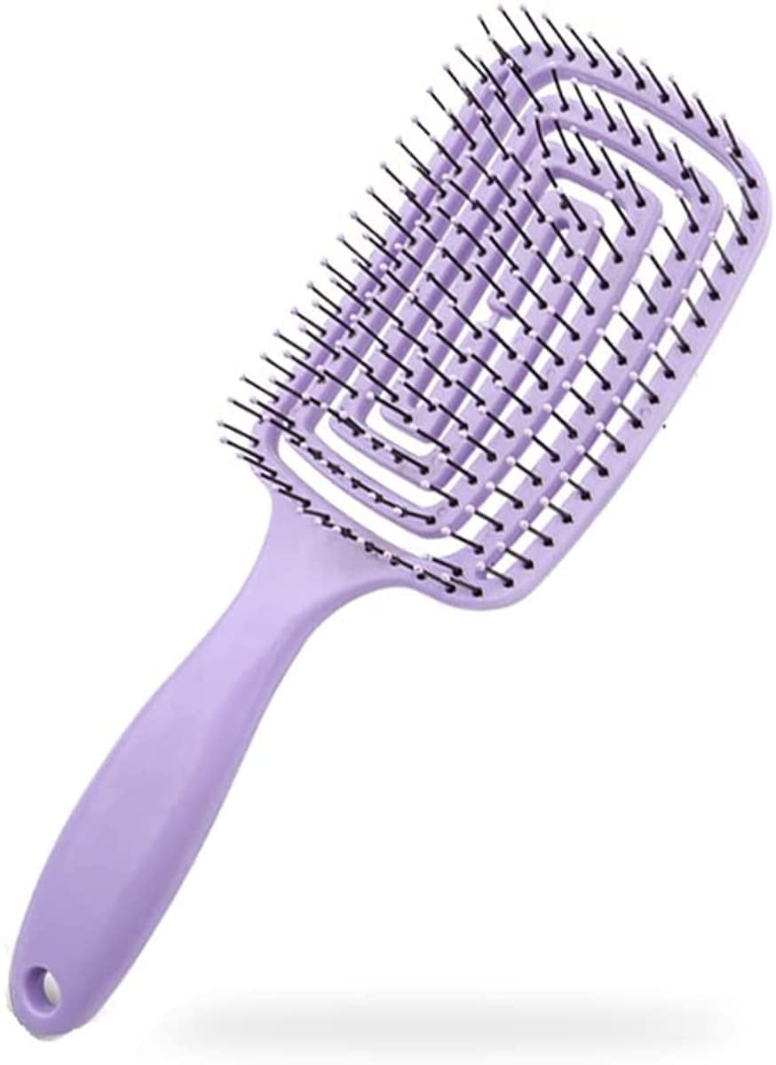 sapientHair Brush, Curved Vented Brush Faster Blow Drying, Professional Curved Vent Styling Hair Brushes for Women, Men, Paddle Detangling Brush for Wet Dry Curly Thick Straight Hair (purple)