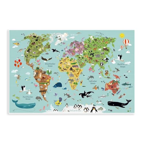 BQUWR Kinder-Weltkarten-Poster, Leinwand, Poster, Schlafzimmer, Dekoration, Landschaftsdekoration, Geschenk, 30 x 45 cm