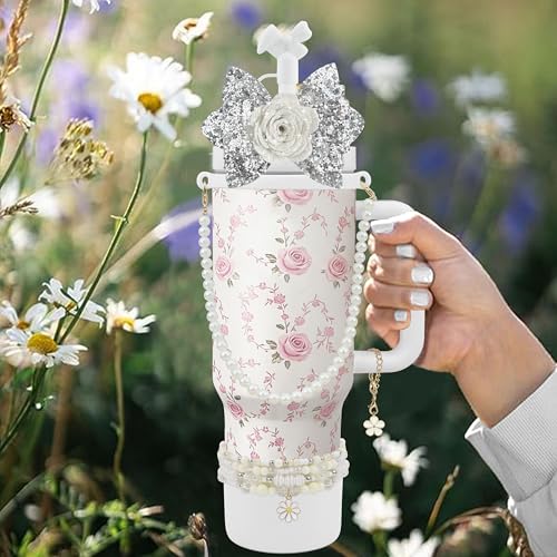 Hpebl 10PCS Flower Accessories for Stanley Cup 40oz&30oz Tumbler, White - image 7