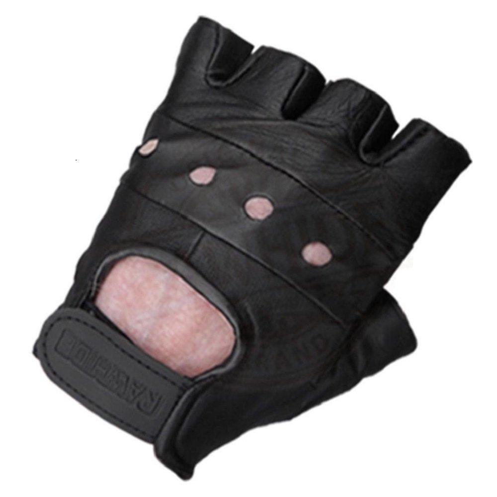 Make Or Break Men's Knuckle Hole Gothic Leather Gloves, Hip Hop Rock And Roll Punk Rave Heavy Metal Fashion Unisex (L, )