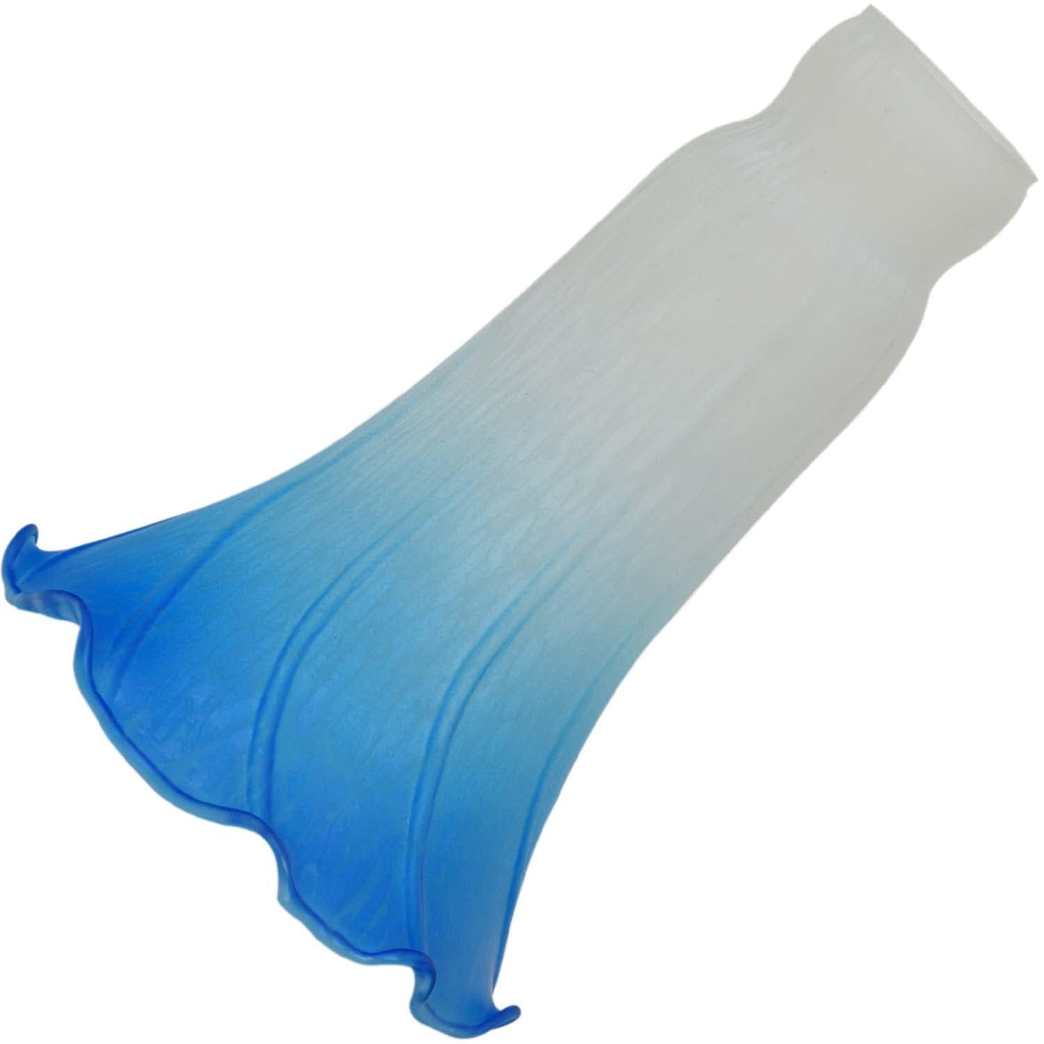 Bieye LS04 Blown Glass Lily Flower Lampshade (White Blue, Inner Diameter 32mm x Outer Diameter 38.1mm)