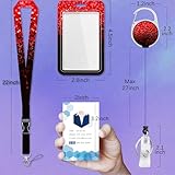 Lanyards for Id Badges,Christmas Red Black Glitter Id Badge Holder Heavy Duty and Retractable Keychain,Retro Badge Reel with Carabiner Clip,Women Student Doctor Office Gifts - Image 2