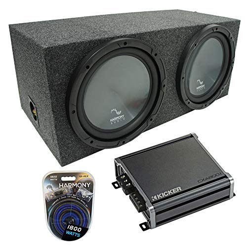 Harmony Audio R124 Bundle with Universal Car Stereo Rearfire Sealed Dual 12