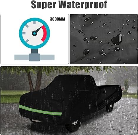 Image of Waterproof Car Cover Compatible with Chevrolet C10 /20 K10 /20 1960-1987 Standard Cab Long Bed Accessories, 420D All Weather Car Covers with Zipper&Lock for Car Dust Snow Rain Hail Protection