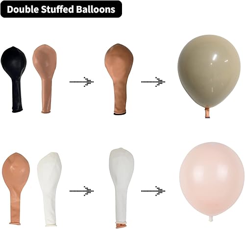 Miniatura 4 de Kit de guirnalda de globos color nude de doble relleno, 109 piezas de arco de globos beige nude con globos metálicos de oro rosa, kit de arco de