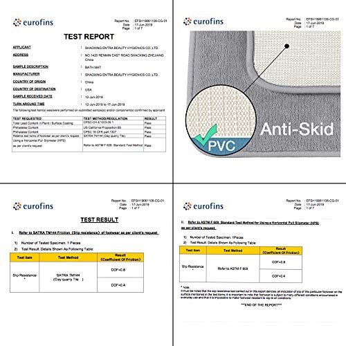 Flamingo P Memory Foam Toilet Rugs For Bathroom U Shaped Contour Set Extra Soft And Absorbent Bath Rugs Floor Mats For Bath/Tub/Shower (Grey, 20" X 32" & 20" X 20") #TOP4