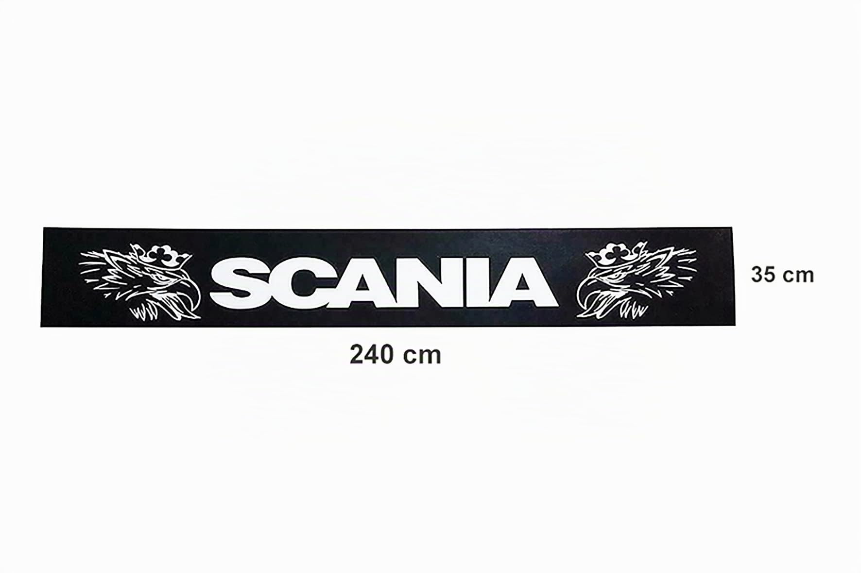 Faldilla faldón guardabarro Trasero Largo Apto para camión y Remolque Scania con inscripción de Goma Negra Flexible y Resistente 240 x 35 cm