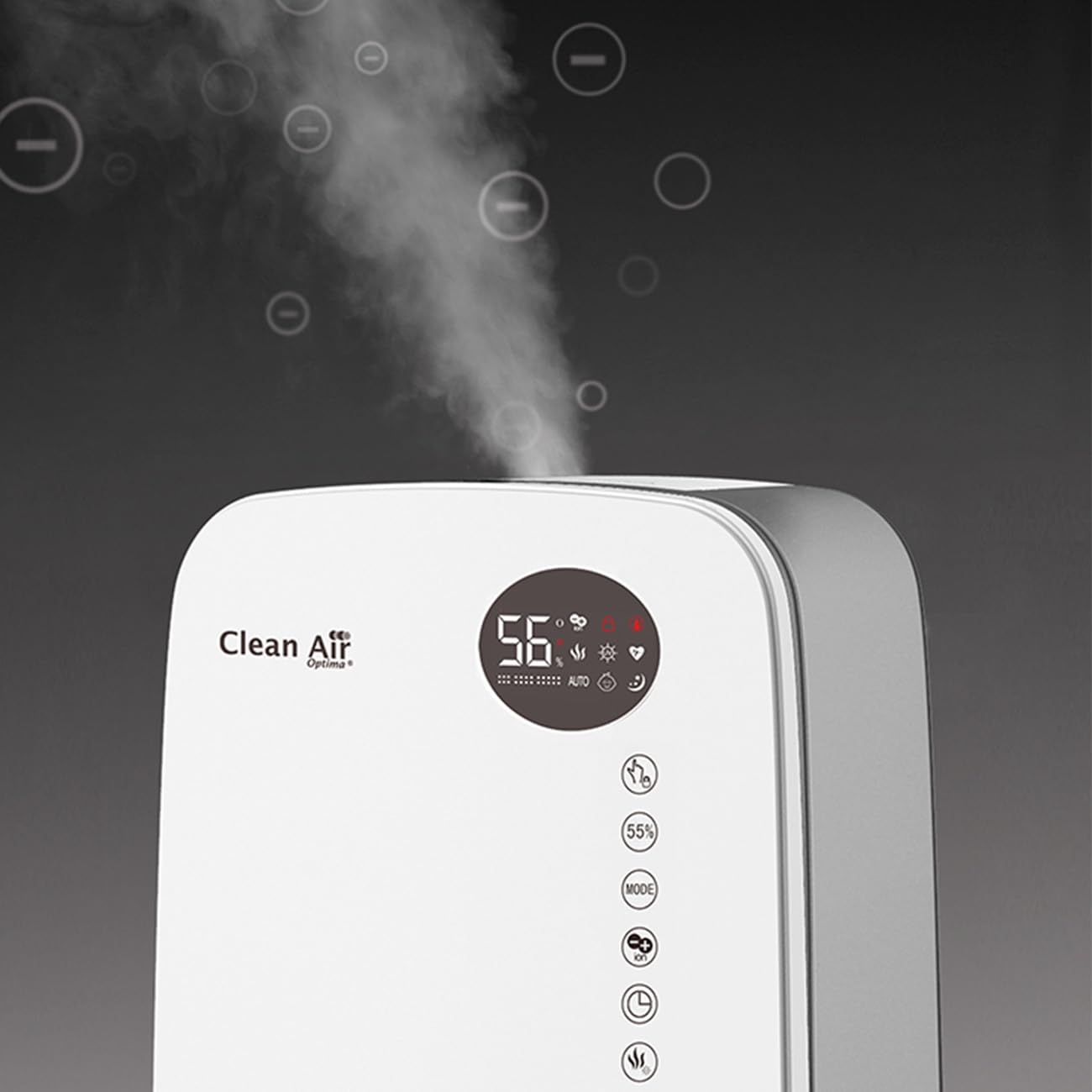Humidificador con ionizador y aromaterapia – Clean Air Optima CA-607W Smart – Humidificación máx. 480 ml/h – Capacidad del depósito de agua 5,5 litros – Adecuado para habitaciones de hasta 65 m²/160