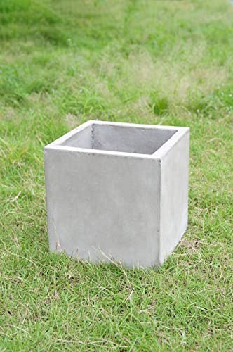 Teramico Vaso per piante Cubo per interni ed esterni, quadrato, in cemento, 40 cm, in ceramica massiccia, resistente al gelo