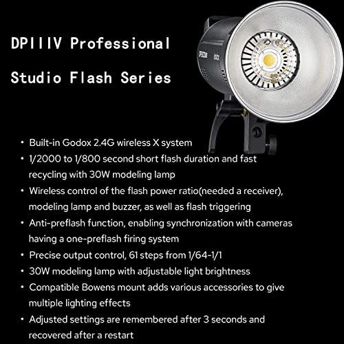 Image of Godox DP400III-V DP400IIIV 400Ws Professional Studio Strobe Flash Light,GN87 0.1-1S Recycle Time,2.4G X System,Bowens Mount with 30W LED Modeling Lamp for Wedding Portrait Fashion Product Photography