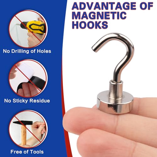 Image of 20 Pack Magnetic Hooks, 30lbs Magnet Hooks for Cruise Cabins