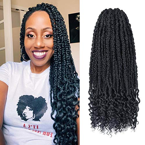 Toyotress Sierra Passion Braid Crochet Hair - 24 inch 8 Packs Jumbo Box Braids with Curly End Synthetic Braiding Hair Extensions (24 Inch, 1B)