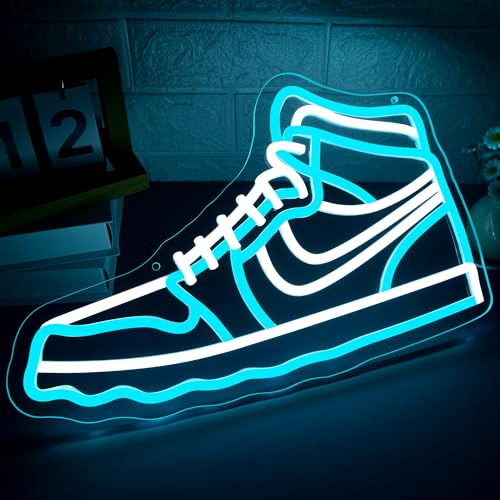 Image of Sneaker Neon Sign for Wall Decor Sneaker LED Light for Man Cave | Dimmable led light, sneaker shop decor, boys room wall art, sports gift for men teenage boys, size 16.5*10.4 in