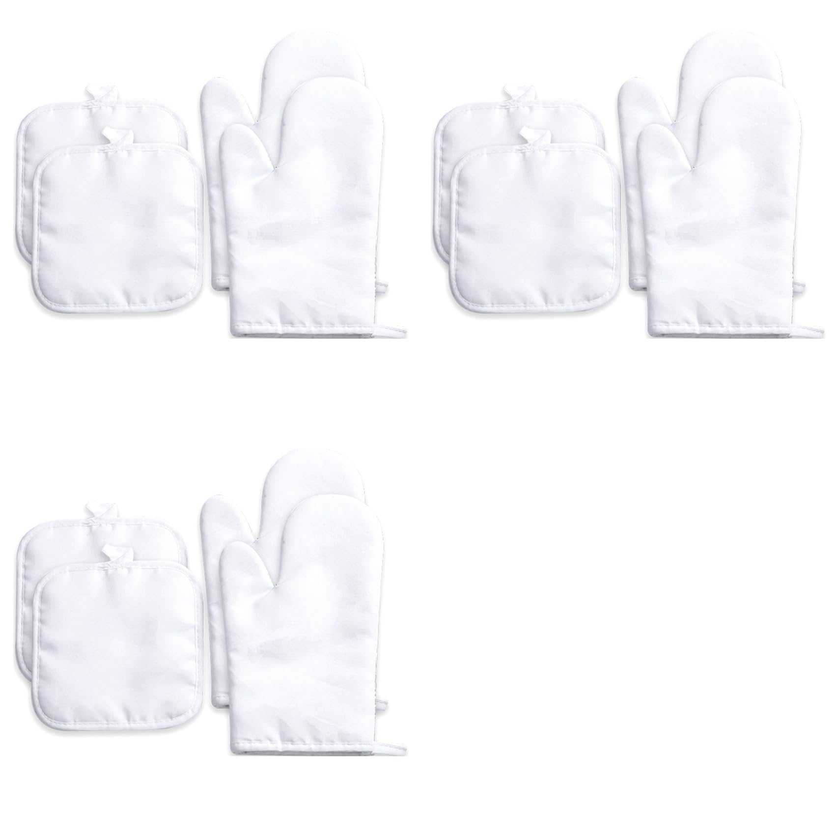 Hndhbfgrt Sublimation Blank Oven Mitts Set Gloves and Sublimation Blank Pot Pad for DIY Kitchen Dining Room Accessories 12Pcs