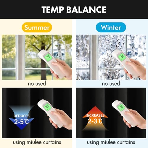 Image of MIULEE Black Blackout Curtains 4 Panels Set 72 Inch Length Bedroom | Thermal Curtains for Summer Heat, Light Blocking Privacy Window Drapes, Top&Bottom Rod Pocket