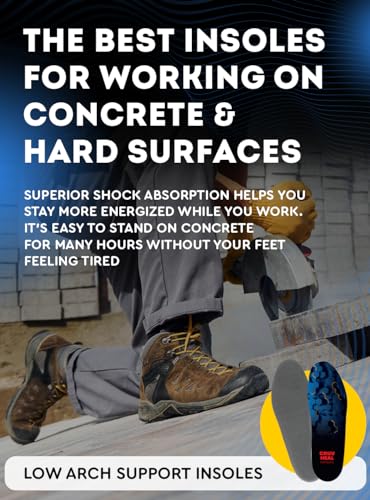 Image of CRUVHEAL Work Comfort Orthotic Insoles - Anti Fatigue Shoe Insert Men Women - Low Arch Support - Shock Absorption - Foot Pain Relief - Work Boot Insoles (S, Blue)