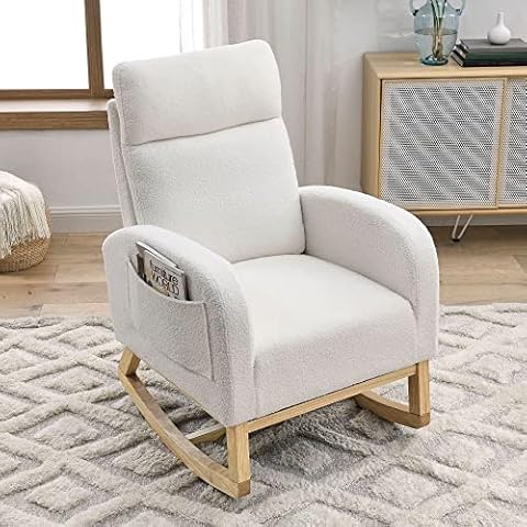Krinana Nursery Rocking Chair with Solid Wood Legs Cover
