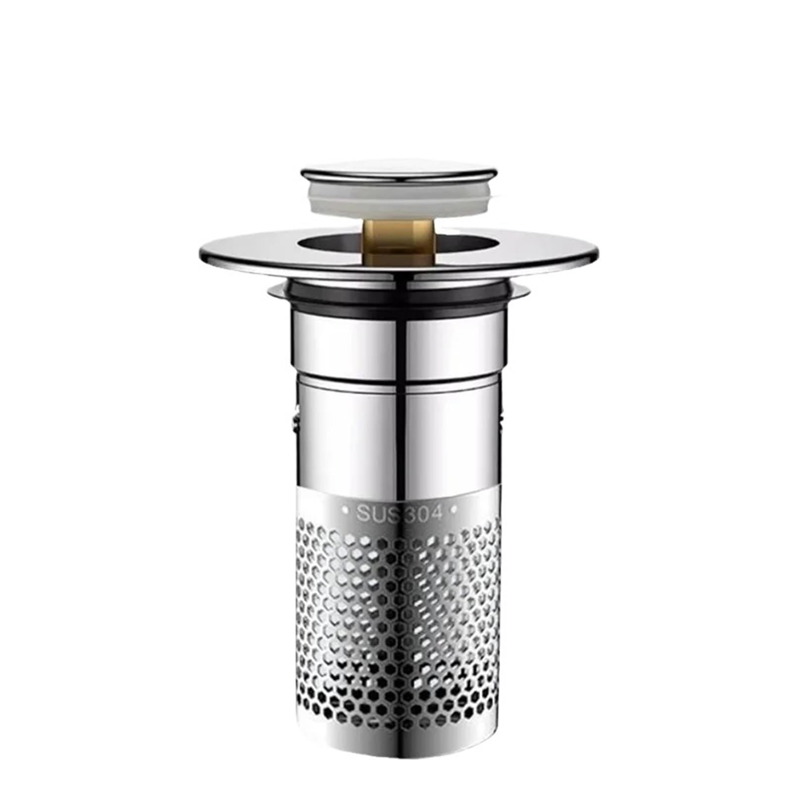 2pcs Stainless Steel Floor Drain Filter Washbasin Plug Anti Odor Pop-Up Bounce Core Basin Stopper Hair Catcher Shower Sink Strainer For Bathroom