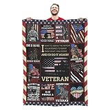 Veteran Blanket Gift for Proud Patriotic Veterans, Soft Warm Blanket Thank You Gifts for Veterans Da