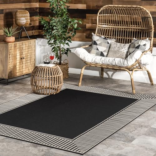 Nuloom Asha Black/Ivory, 8' x 10', Casual, Striped...