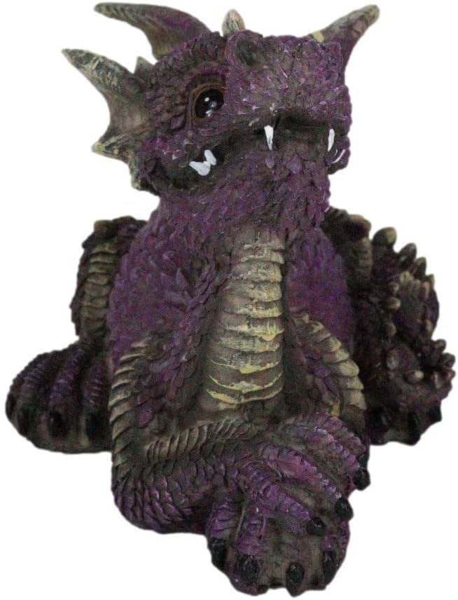 Miniatura 3 de Ebros Gift Fantástica figura de dragón de jardín cómico morado en reposo, 8.25 pulgadas de largo, lindo bebé Drake Calabozos y dragones Escultura de