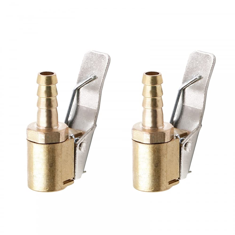 Mioyoow 6Mm Air Chuck, 2Pcs 6/8Mm Tire Inflation Chuck With Clip Copper Air Pressure Gauge Nozzle Tire Inflator Valve For Hose Repair