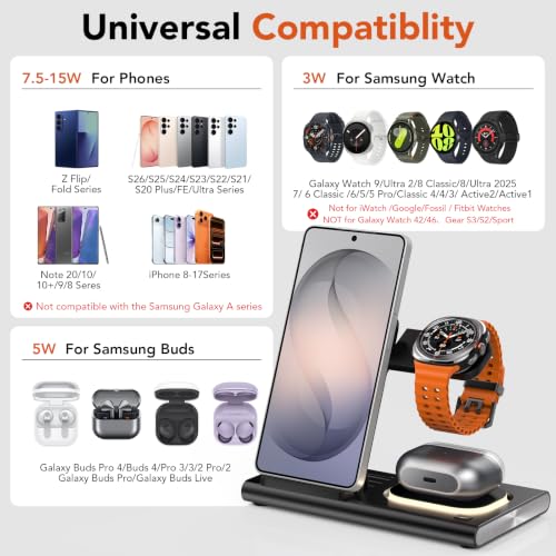 Image of Wireless Charger for Samsung Galaxy Watch 9 /Ultra2 Charger, Nightlight