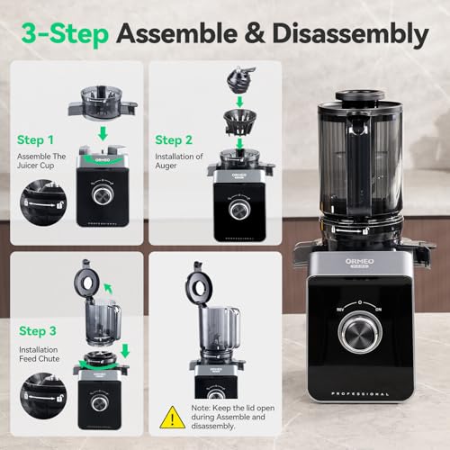 Cold Press Juicer, ORMEO HOME Masticating Juicer Machines with 5.0"Large Feed Chute Fit - image 5