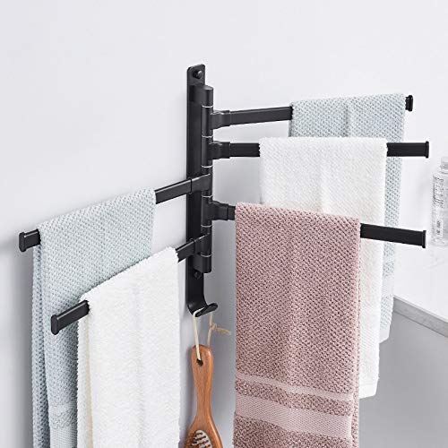 Towel Bar Rack In Bathroom And Bathroom, Rotatable 180°towel Three-bar/four-bar/five-bar Multifunctional Movable Bar(Size:Five-bar)