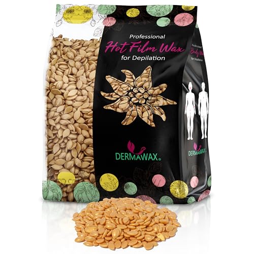 Dermawax 0,5 kg Perlas de Cera Caliente Oro para Depilación Profesional – Aplicación con Espátula de Madera, Sin Tiras, Para Cara, Piernas, Axilas, Bikini y Zonas Grandes (0,5 kg, Black Gold)
