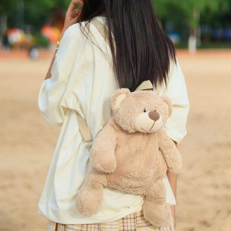 Image of Women Animal Teddy Bear Plush Backpack with Adjustable Straps (Light Bear)