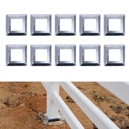 Copertura base per pali, 8 x 8 cm, 10 pezzi, in metallo, per pali in legno (copertura base per pali, 81 x 81 mm)