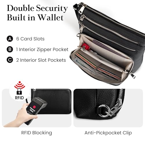 befen Genuine Leather Crossbody Bags for Women, Lightweight Medium Anti-Theft Shoulder Purse with Built in RFID Wallet3