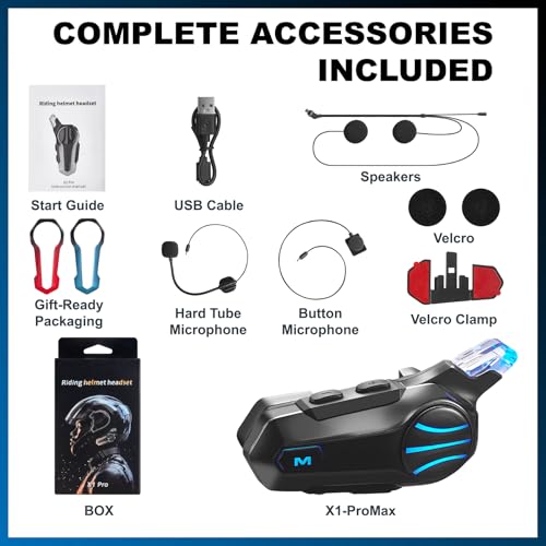 RideHaven Motorcycle Helmet Bluetooth Headset - V5.4 Motorcycle Communication System | 2-Way Helmet Intercom, Helmet Speakers & Mics CVC/DSP Noise Cancellation, IP67 Waterproof, Hands-Free Call Music by RideHaven - Used condition - Image 8