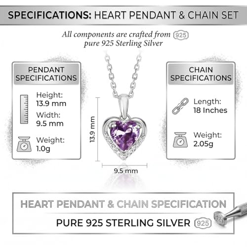Image of SILVERTOWN 925 Silver Celestial Grace Heart Pendant Necklace | Hallmarked | White Rhodium Plated | Gift For Women and Girls