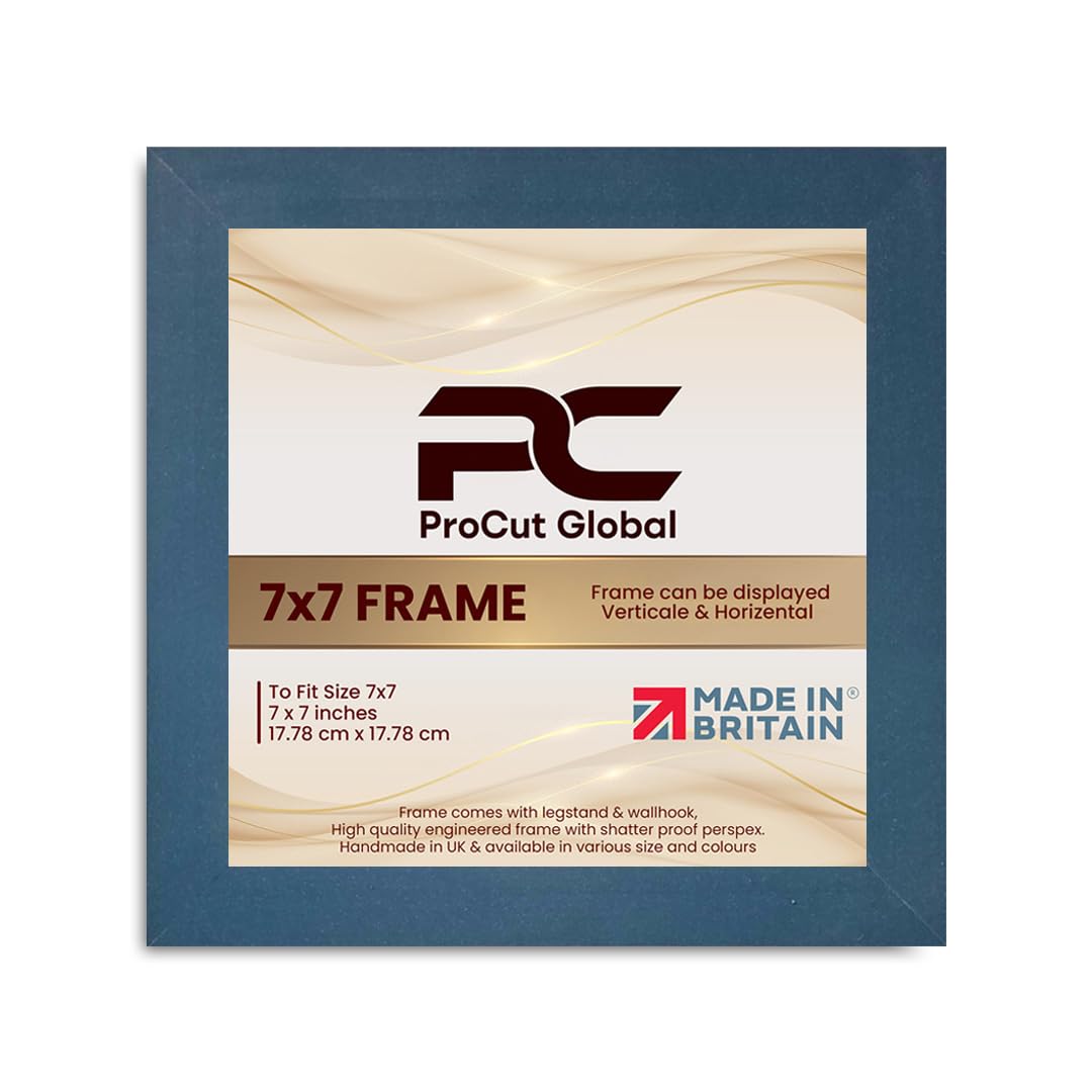 Procut Global 7X7 Navy Blue Picture Frames - Modern Wooden Photo Frame with Shatterproof Perspex for Wall or Tabletop - Perfect for Posters, Certificates, Prints - Sizes & Colors Available