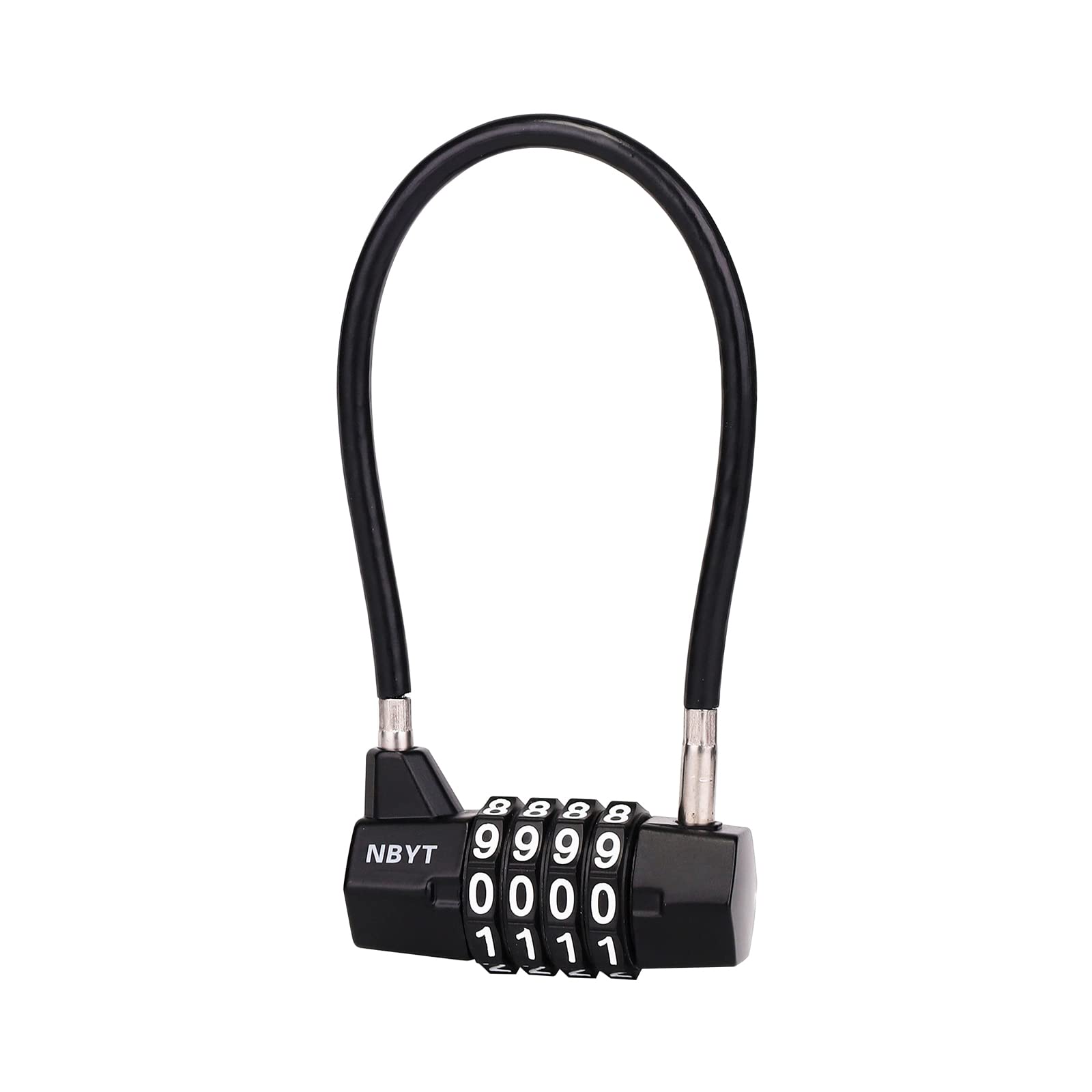 Steel Cable Rope 4-Digit Combination Padlock, Cabinet Door Handle Padlock,Diameter3/16, Length7ï¼Suitable For Lockers, File Cabinets, Wardrobes, 6930686503844