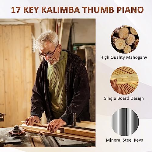 Kalimba Thumb Piano 17 Key, Portable Mahogany Mbira Finger Piano With Waterproof Protective Box, Tune Hammer, Finger Covers, Musical Instruments Birthday Gift For Kids Adults Beginners Professional #TOP4