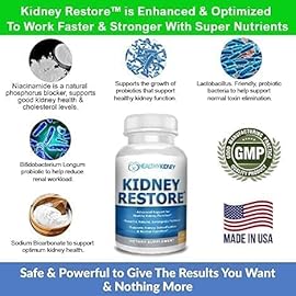Kidney Cleanse Detox & Repair - Formulated by Kidney Health Expert Living w/Transplant - US Made Kidneys Support Supplement, Detox & Flush - Renal Vitamins 120 Capsules