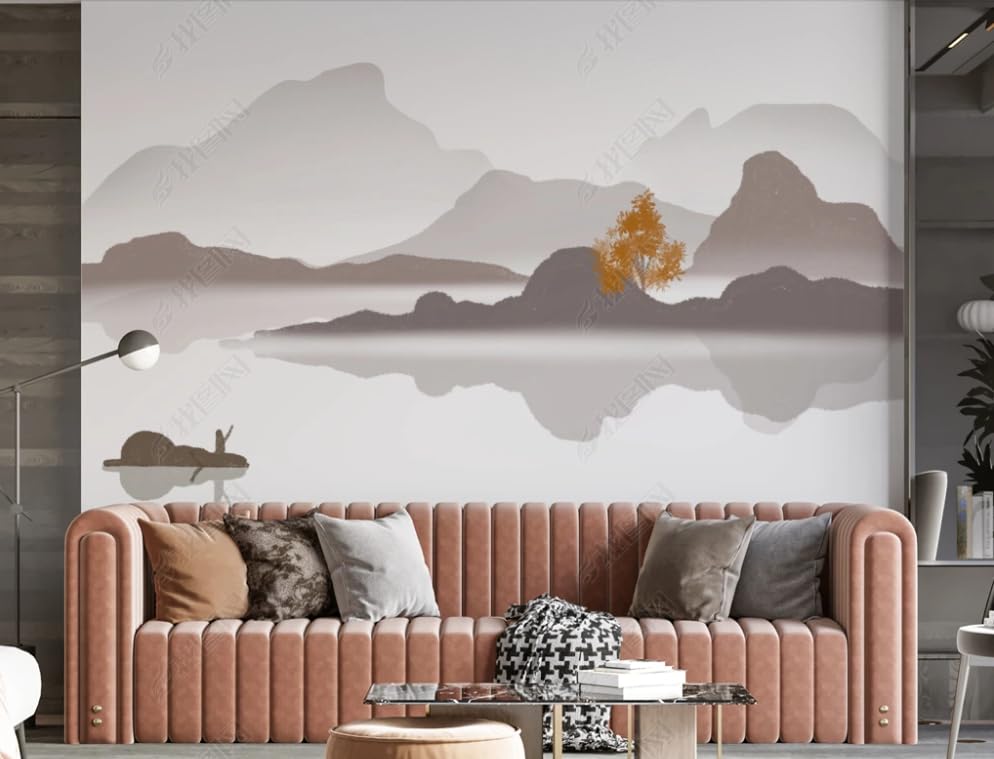 Papier peint intisse arbre d'or grand format lessivable et facile a poser