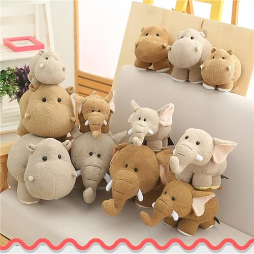 Uixxducc Kuscheltier Kinder Plüschtier Niedlich Elefanten Nilpferd Plüsch Spielzeug Weiche Flauschige Schmusekissen Kinderzimmer Deko Wurfkissen Geschenke (Nilpferd-B,25 cm)