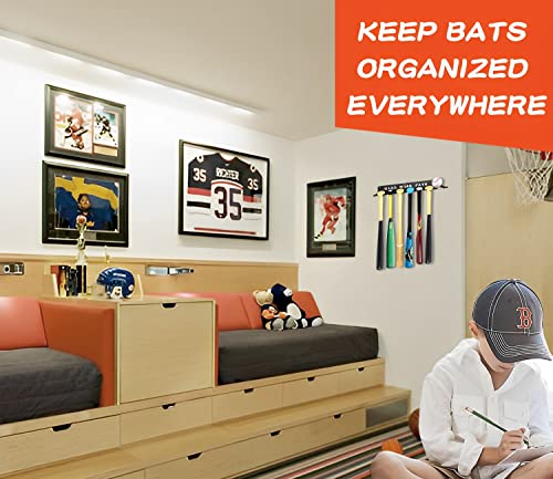 Baseball Softball Bat-Caddy Rack Hanger Organizer Equipment for Storage Hanging Bat Rack Baseball Wall Mount Fence Holds 14 Bats Metal Sports Hook Classic Carabiners Included Hard Work Pays - Thumbnail 6